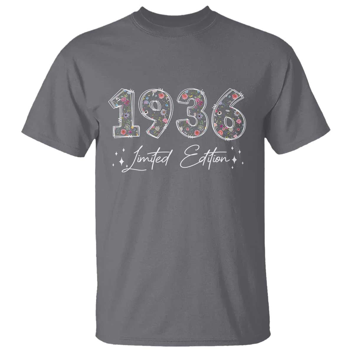 90th Birthday T Shirt Floral 1936 90 Year Old Birthday Gifts For Women TS10 Charcoal Print Your Wear