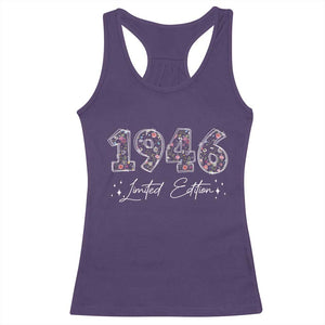 80th Birthday Racerback Tank Top Floral 1946 80 Year Old Birthday Gifts For Women TS10 Purple Print Your Wear