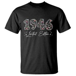 80th Birthday T Shirt Floral 1946 80 Year Old Birthday Gifts For Women TS10 Black Print Your Wear