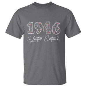 80th Birthday T Shirt Floral 1946 80 Year Old Birthday Gifts For Women TS10 Charcoal Print Your Wear