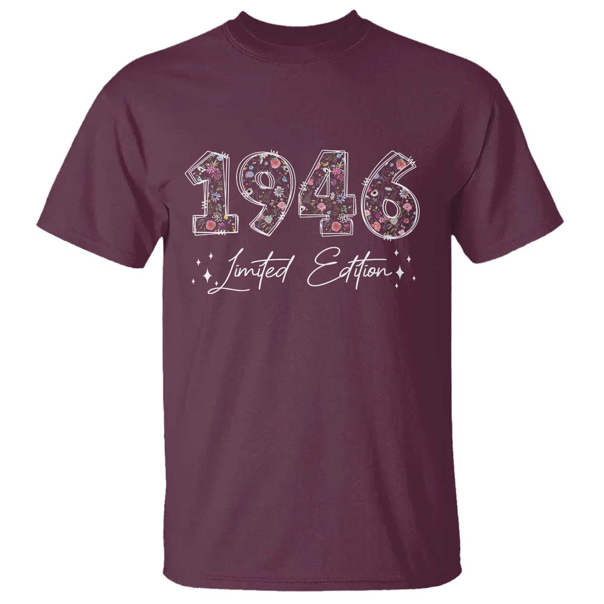 80th Birthday T Shirt Floral 1946 80 Year Old Birthday Gifts For Women TS10 Maroon Print Your Wear