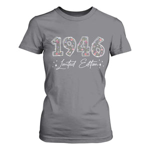 80th Birthday T Shirt For Women Floral 1946 80 Year Old Birthday Gifts For Women TS10 Charcoal Print Your Wear