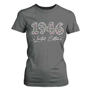 80th Birthday T Shirt For Women Floral 1946 80 Year Old Birthday Gifts For Women TS10 Dark Heather Print Your Wear
