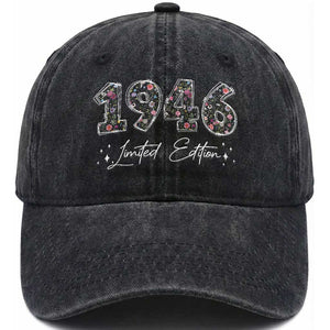 80th Birthday Washed Cotton Baseball Cap Floral 1946 80 Year Old Birthday Gifts For Women TS10 Print Your Wear