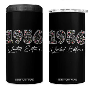 70th Birthday 4 in 1 Can Cooler Tumbler Floral 1956 70 Year Old Birthday Gifts For Women TS10 One Size: 16 oz Black Print Your Wear