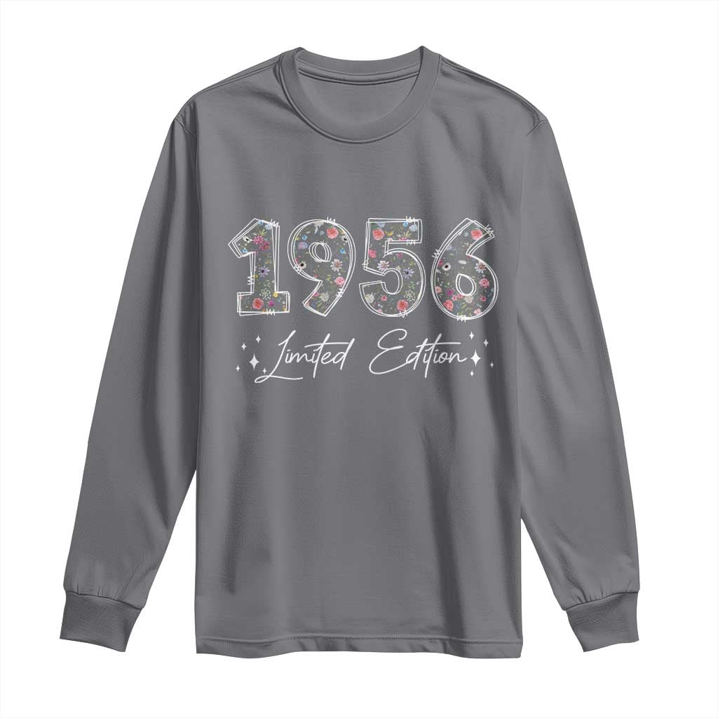 70th Birthday Long Sleeve Shirt Floral 1956 70 Year Old Birthday Gifts For Women TS10 Charcoal Print Your Wear