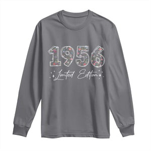 70th Birthday Long Sleeve Shirt Floral 1956 70 Year Old Birthday Gifts For Women TS10 Charcoal Print Your Wear
