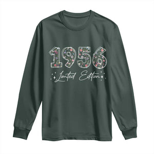 70th Birthday Long Sleeve Shirt Floral 1956 70 Year Old Birthday Gifts For Women TS10 Dark Forest Green Print Your Wear