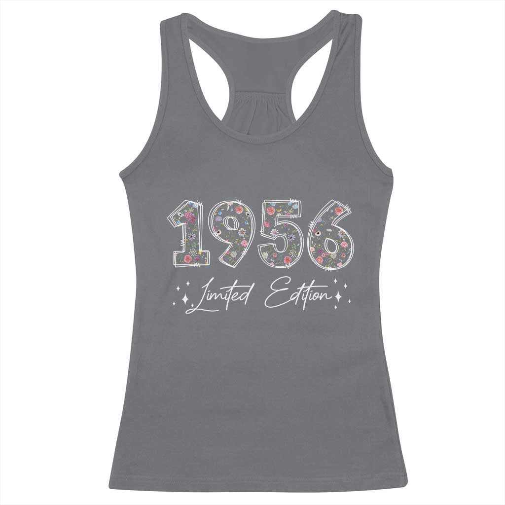70th Birthday Racerback Tank Top Floral 1956 70 Year Old Birthday Gifts For Women TS10 Charcoal Print Your Wear