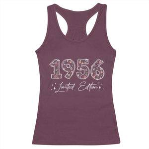 70th Birthday Racerback Tank Top Floral 1956 70 Year Old Birthday Gifts For Women TS10 Maroon Print Your Wear