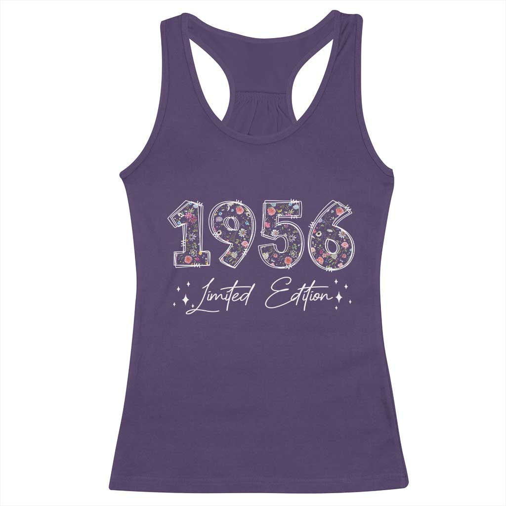 70th Birthday Racerback Tank Top Floral 1956 70 Year Old Birthday Gifts For Women TS10 Purple Print Your Wear