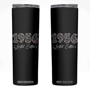 70th Birthday Skinny Tumbler Floral 1956 70 Year Old Birthday Gifts For Women TS10 Black Print Your Wear