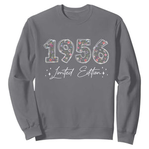 70th Birthday Sweatshirt Floral 1956 70 Year Old Birthday Gifts For Women TS10 Charcoal Print Your Wear