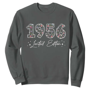 70th Birthday Sweatshirt Floral 1956 70 Year Old Birthday Gifts For Women TS10 Dark Heather Print Your Wear