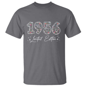 70th Birthday T Shirt Floral 1956 70 Year Old Birthday Gifts For Women TS10 Charcoal Print Your Wear