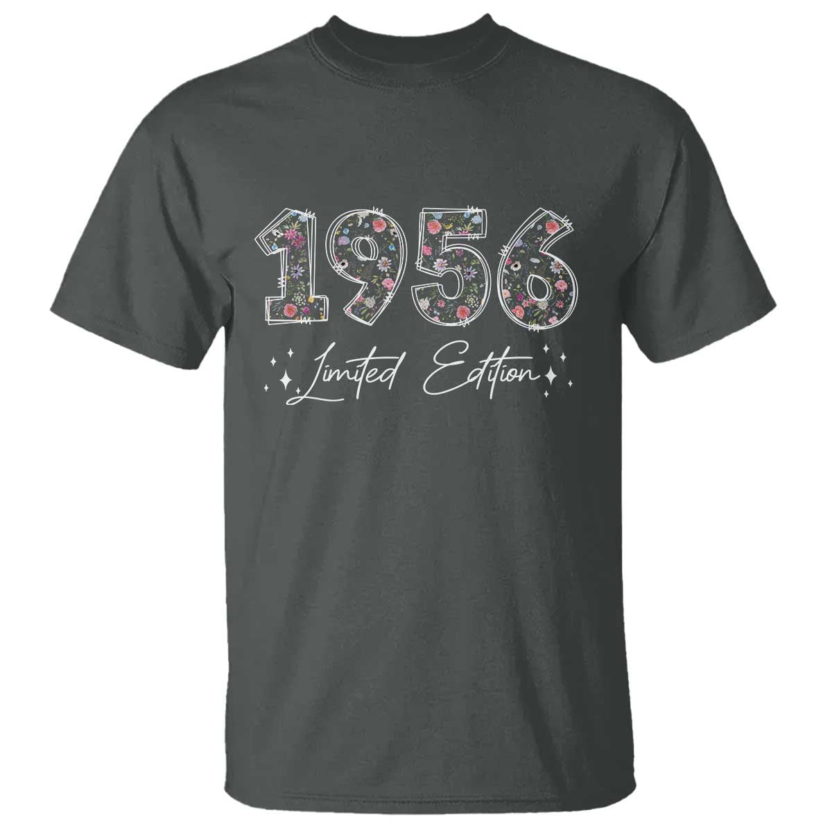 70th Birthday T Shirt Floral 1956 70 Year Old Birthday Gifts For Women TS10 Dark Heather Print Your Wear