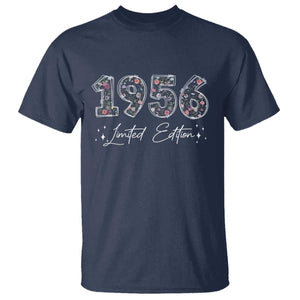 70th Birthday T Shirt Floral 1956 70 Year Old Birthday Gifts For Women TS10 Navy Print Your Wear