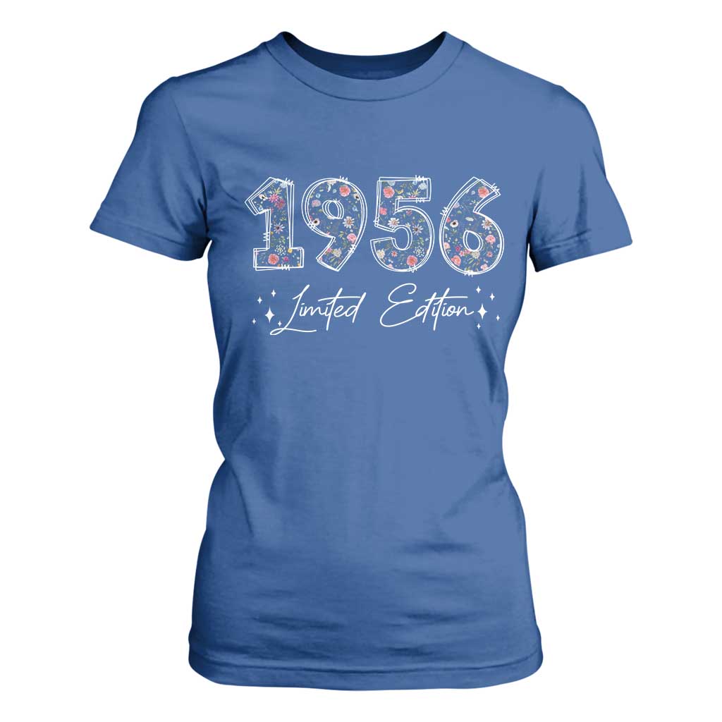 70th Birthday T Shirt For Women Floral 1956 70 Year Old Birthday Gifts For Women TS10 Royal Blue Print Your Wear