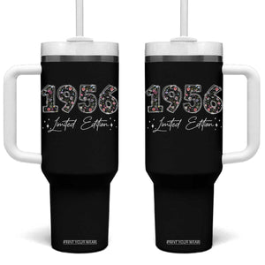70th Birthday Tumbler With Handle Floral 1956 70 Year Old Birthday Gifts For Women TS10 One Size: 40 oz Black Print Your Wear