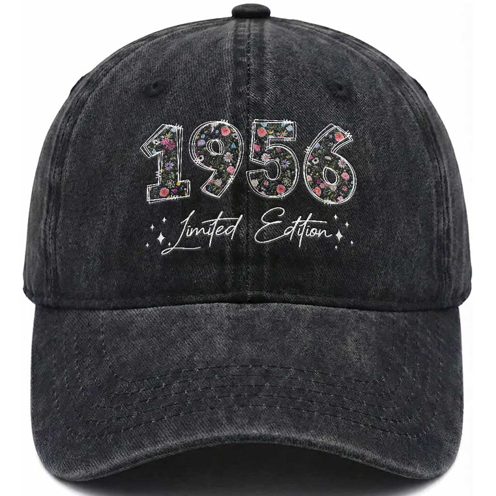 70th Birthday Washed Cotton Baseball Cap Floral 1956 70 Year Old Birthday Gifts For Women TS10 Print Your Wear