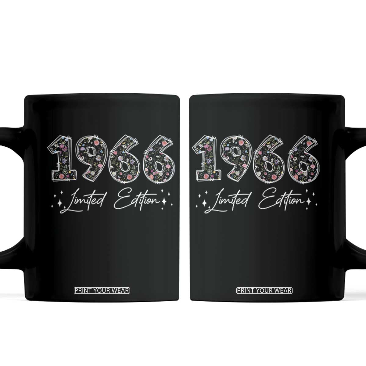60th Birthday Coffee Mug Floral 1966 60 Year Old Birthday Gifts For Women TS10 Black Print Your Wear