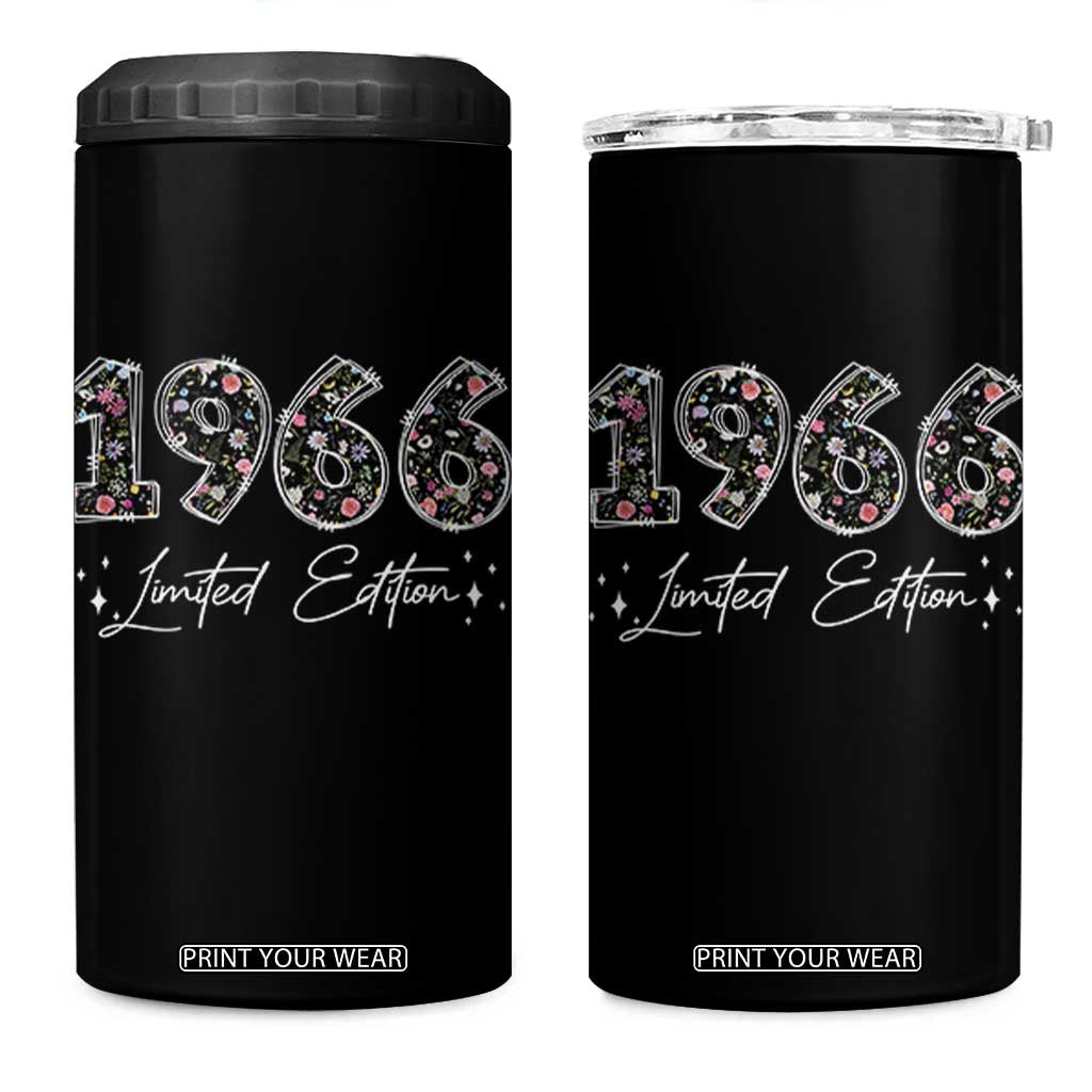 60th Birthday 4 in 1 Can Cooler Tumbler Floral 1966 60 Year Old Birthday Gifts For Women TS10 One Size: 16 oz Black Print Your Wear