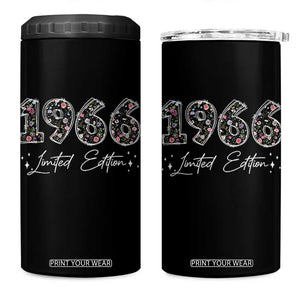 60th Birthday 4 in 1 Can Cooler Tumbler Floral 1966 60 Year Old Birthday Gifts For Women TS10 One Size: 16 oz Black Print Your Wear