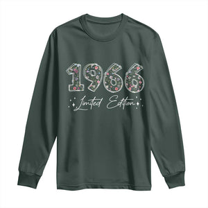 60th Birthday Long Sleeve Shirt Floral 1966 60 Year Old Birthday Gifts For Women TS10 Dark Forest Green Print Your Wear