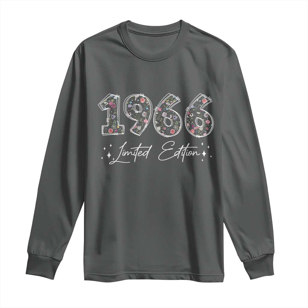 60th Birthday Long Sleeve Shirt Floral 1966 60 Year Old Birthday Gifts For Women TS10 Dark Heather Print Your Wear