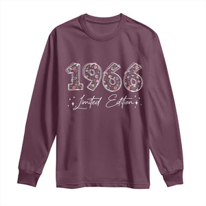 60th Birthday Long Sleeve Shirt Floral 1966 60 Year Old Birthday Gifts For Women TS10 Maroon Print Your Wear