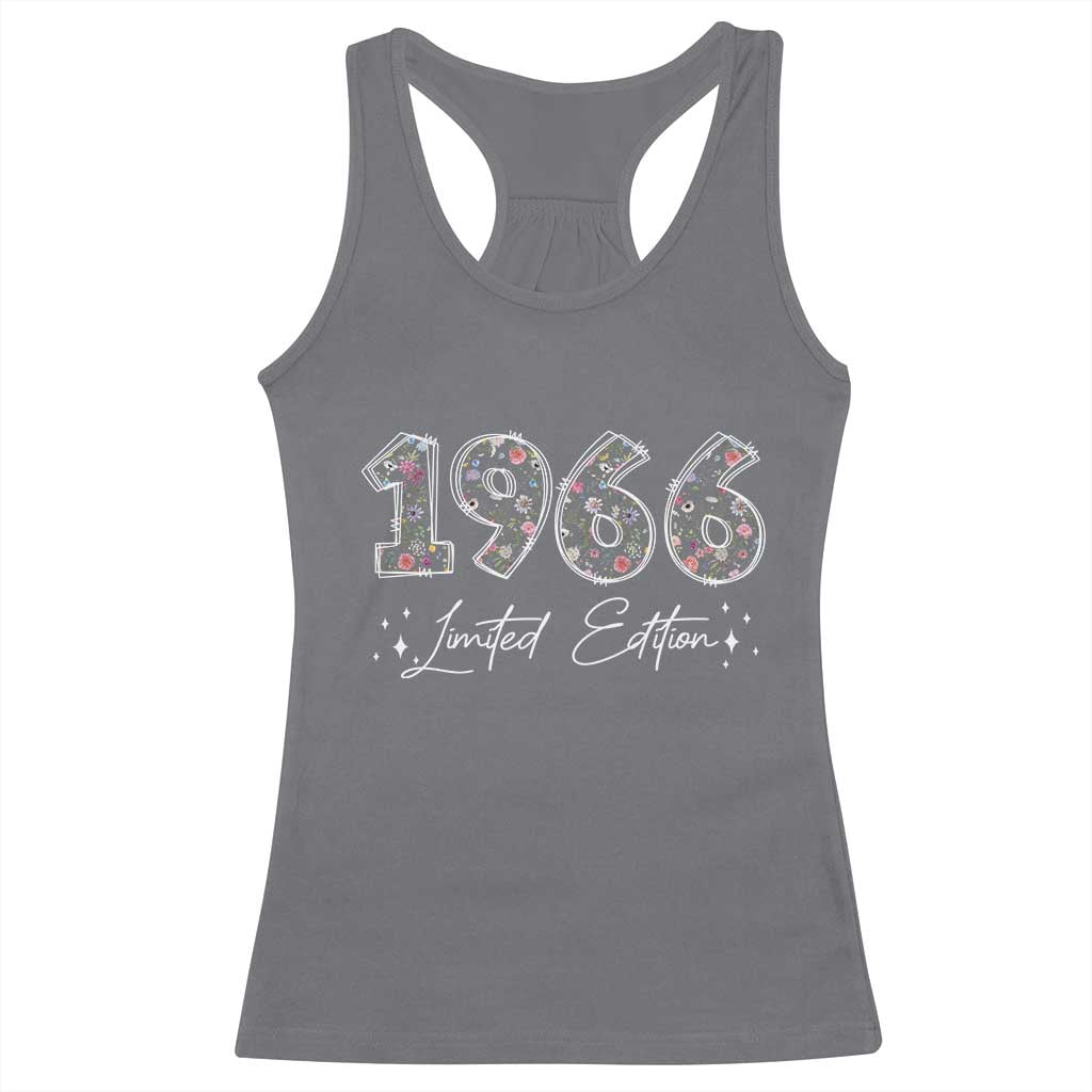 60th Birthday Racerback Tank Top Floral 1966 60 Year Old Birthday Gifts For Women TS10 Charcoal Print Your Wear