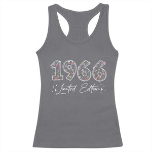 60th Birthday Racerback Tank Top Floral 1966 60 Year Old Birthday Gifts For Women TS10 Charcoal Print Your Wear