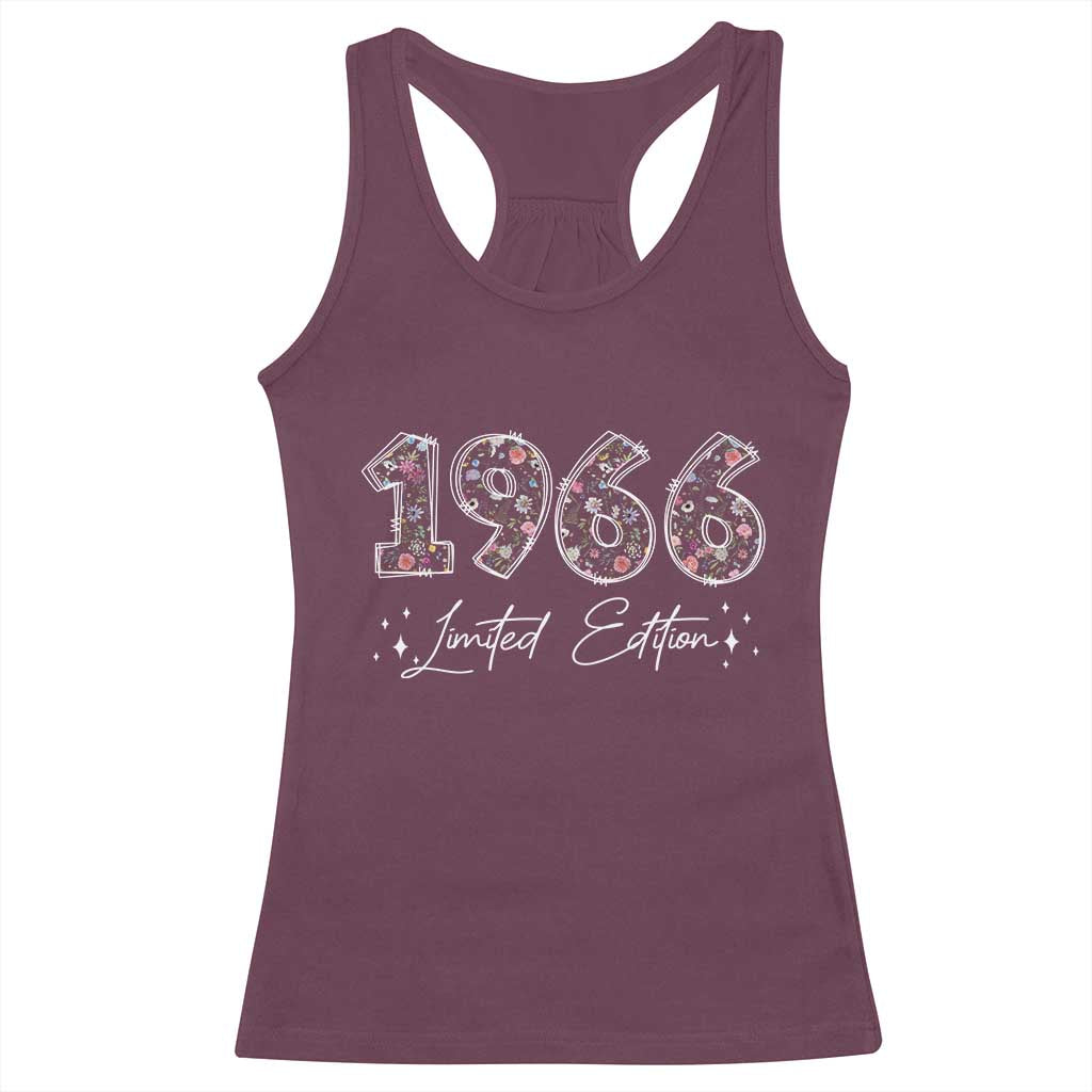 60th Birthday Racerback Tank Top Floral 1966 60 Year Old Birthday Gifts For Women TS10 Maroon Print Your Wear