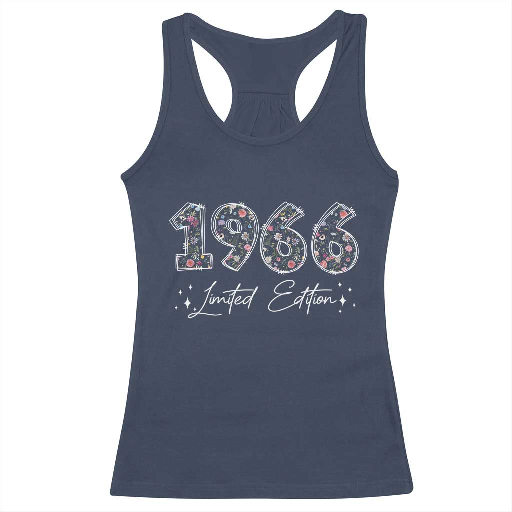 60th Birthday Racerback Tank Top Floral 1966 60 Year Old Birthday Gifts For Women TS10 Navy Print Your Wear