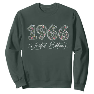 60th Birthday Sweatshirt Floral 1966 60 Year Old Birthday Gifts For Women TS10 Dark Forest Green Print Your Wear