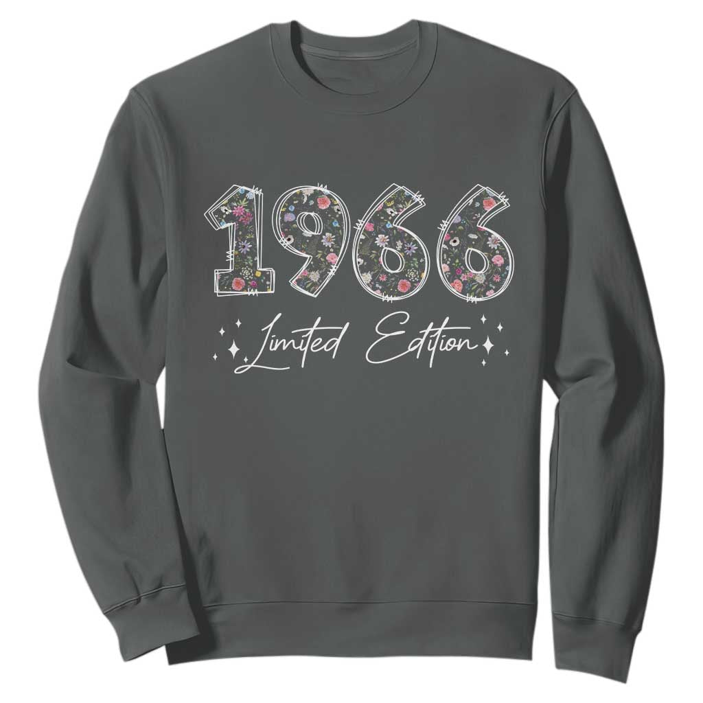 60th Birthday Sweatshirt Floral 1966 60 Year Old Birthday Gifts For Women TS10 Dark Heather Print Your Wear