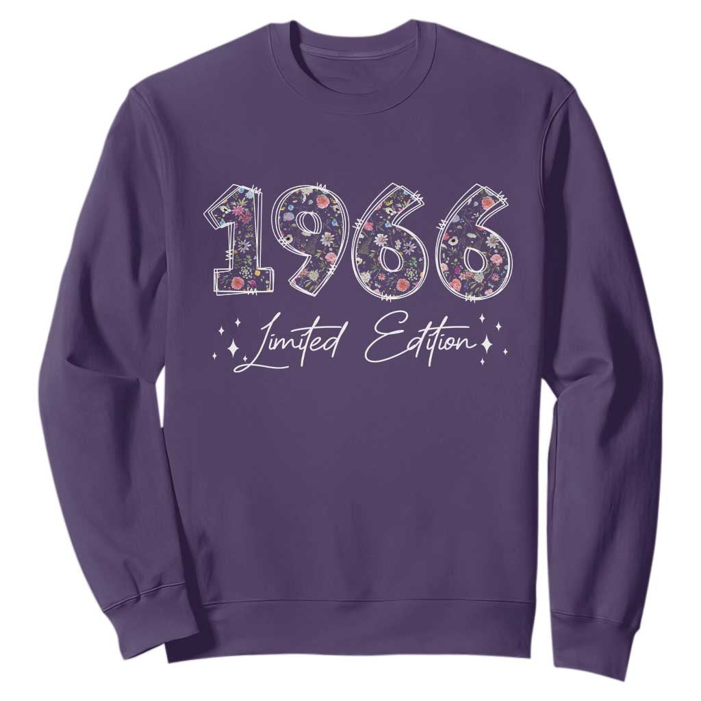60th Birthday Sweatshirt Floral 1966 60 Year Old Birthday Gifts For Women TS10 Purple Print Your Wear