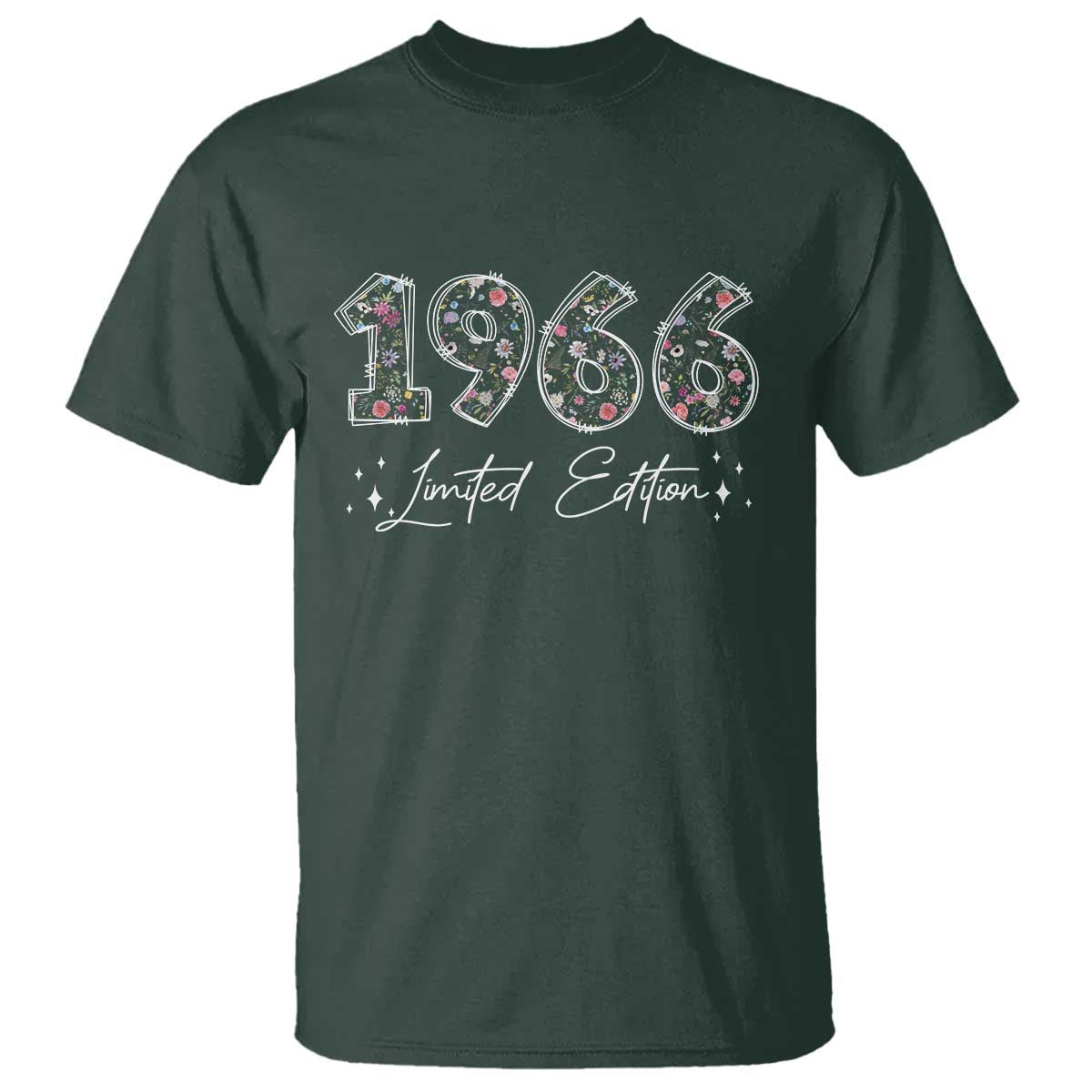 60th Birthday T Shirt Floral 1966 60 Year Old Birthday Gifts For Women TS10 Dark Forest Green Print Your Wear