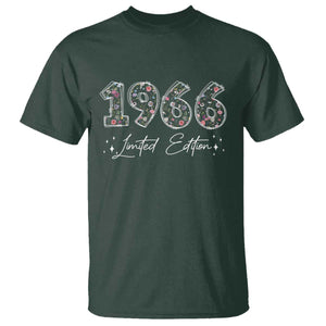 60th Birthday T Shirt Floral 1966 60 Year Old Birthday Gifts For Women TS10 Dark Forest Green Print Your Wear