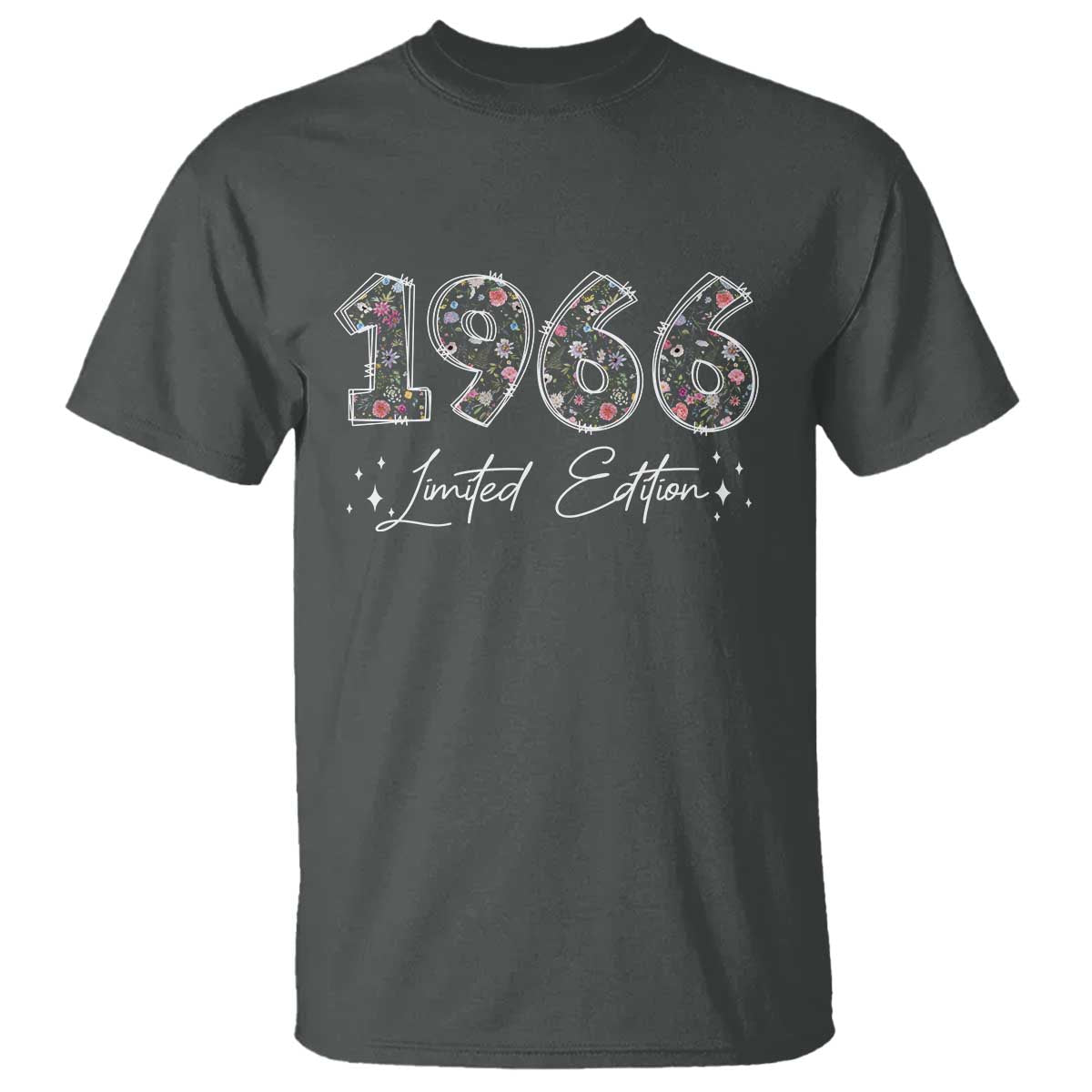 60th Birthday T Shirt Floral 1966 60 Year Old Birthday Gifts For Women TS10 Dark Heather Print Your Wear