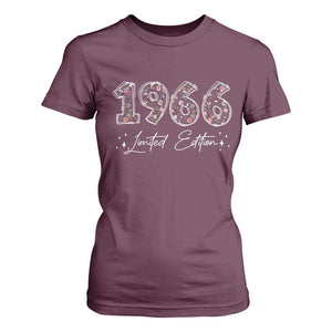 60th Birthday T Shirt For Women Floral 1966 60 Year Old Birthday Gifts For Women TS10 Maroon Print Your Wear