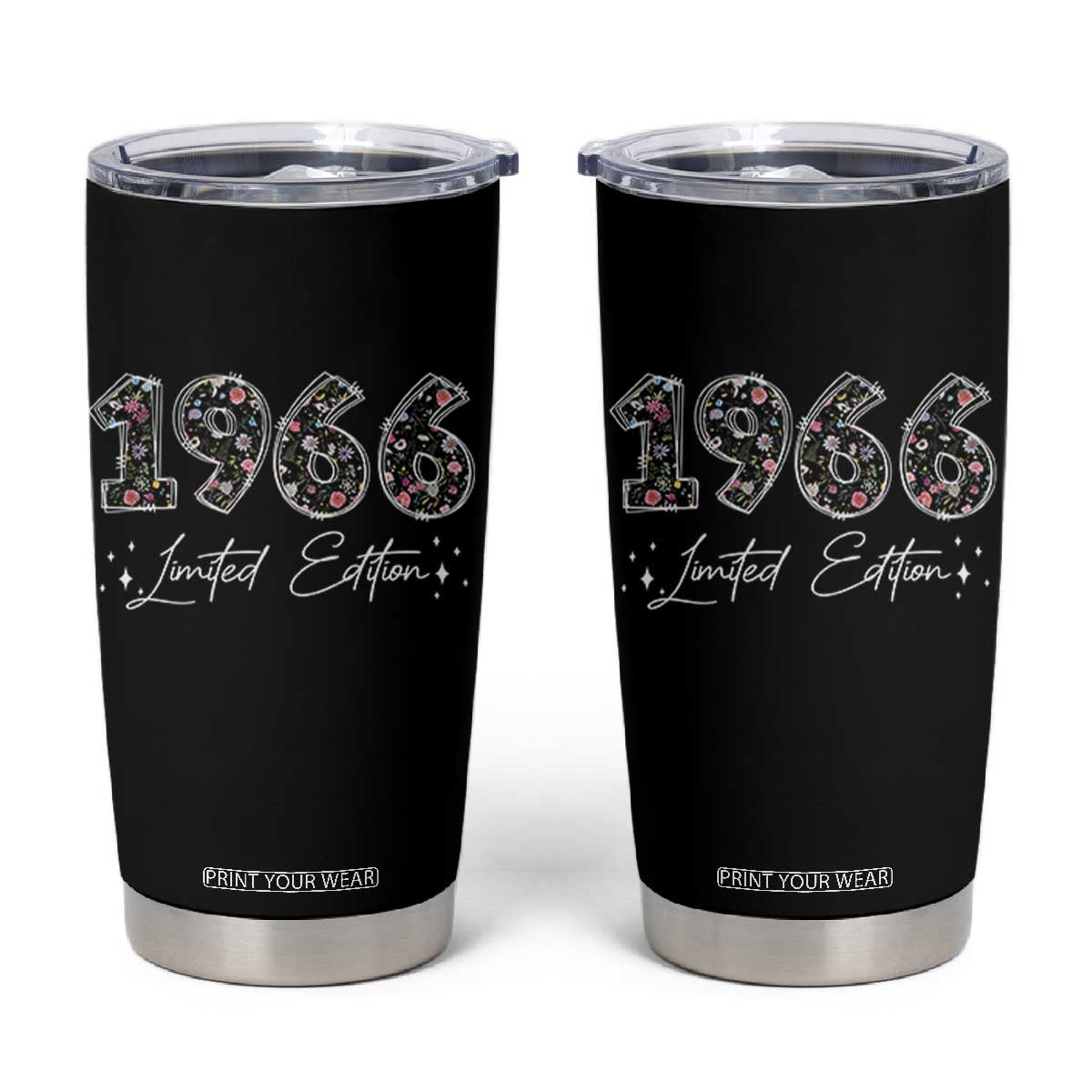 60th Birthday Tumbler Cup Floral 1966 60 Year Old Birthday Gifts For Women TS10 Black Print Your Wear