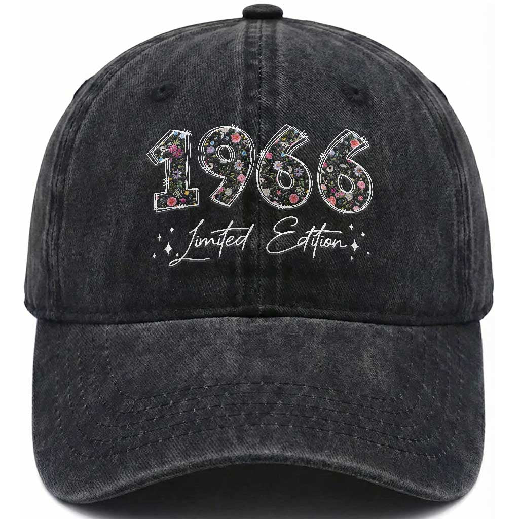60th Birthday Washed Cotton Baseball Cap Floral 1966 60 Year Old Birthday Gifts For Women TS10 Print Your Wear