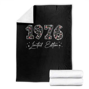 50th Birthday Throw Blanket Floral 1976 50 Year Old Birthday Gifts For Women TS10 Black Print Your Wear