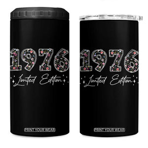 50th Birthday 4 in 1 Can Cooler Tumbler Floral 1976 50 Year Old Birthday Gifts For Women TS10 One Size: 16 oz Black Print Your Wear