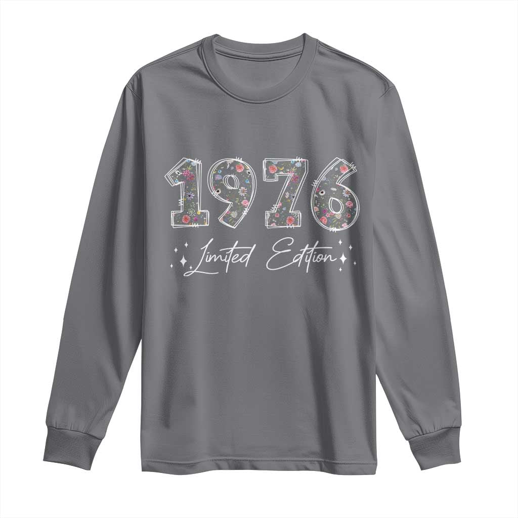 50th Birthday Long Sleeve Shirt Floral 1976 50 Year Old Birthday Gifts For Women TS10 Charcoal Print Your Wear