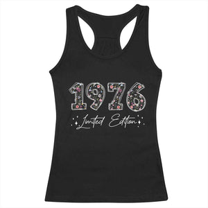 50th Birthday Racerback Tank Top Floral 1976 50 Year Old Birthday Gifts For Women TS10 Black Print Your Wear