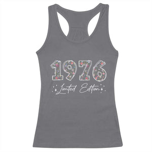 50th Birthday Racerback Tank Top Floral 1976 50 Year Old Birthday Gifts For Women TS10 Charcoal Print Your Wear