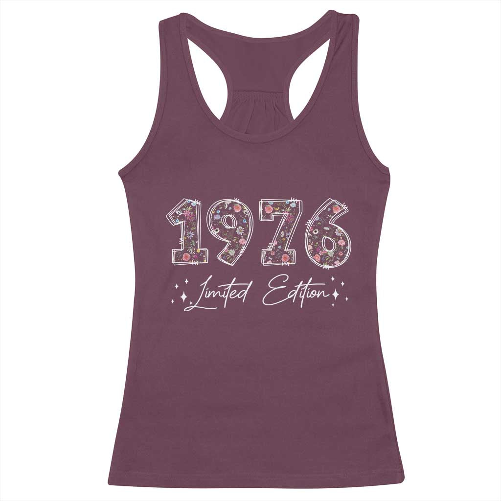 50th Birthday Racerback Tank Top Floral 1976 50 Year Old Birthday Gifts For Women TS10 Maroon Print Your Wear