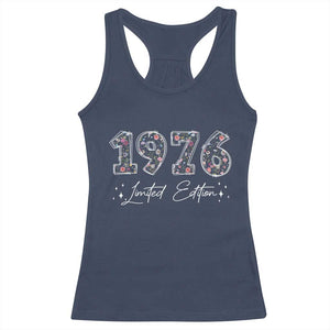 50th Birthday Racerback Tank Top Floral 1976 50 Year Old Birthday Gifts For Women TS10 Navy Print Your Wear